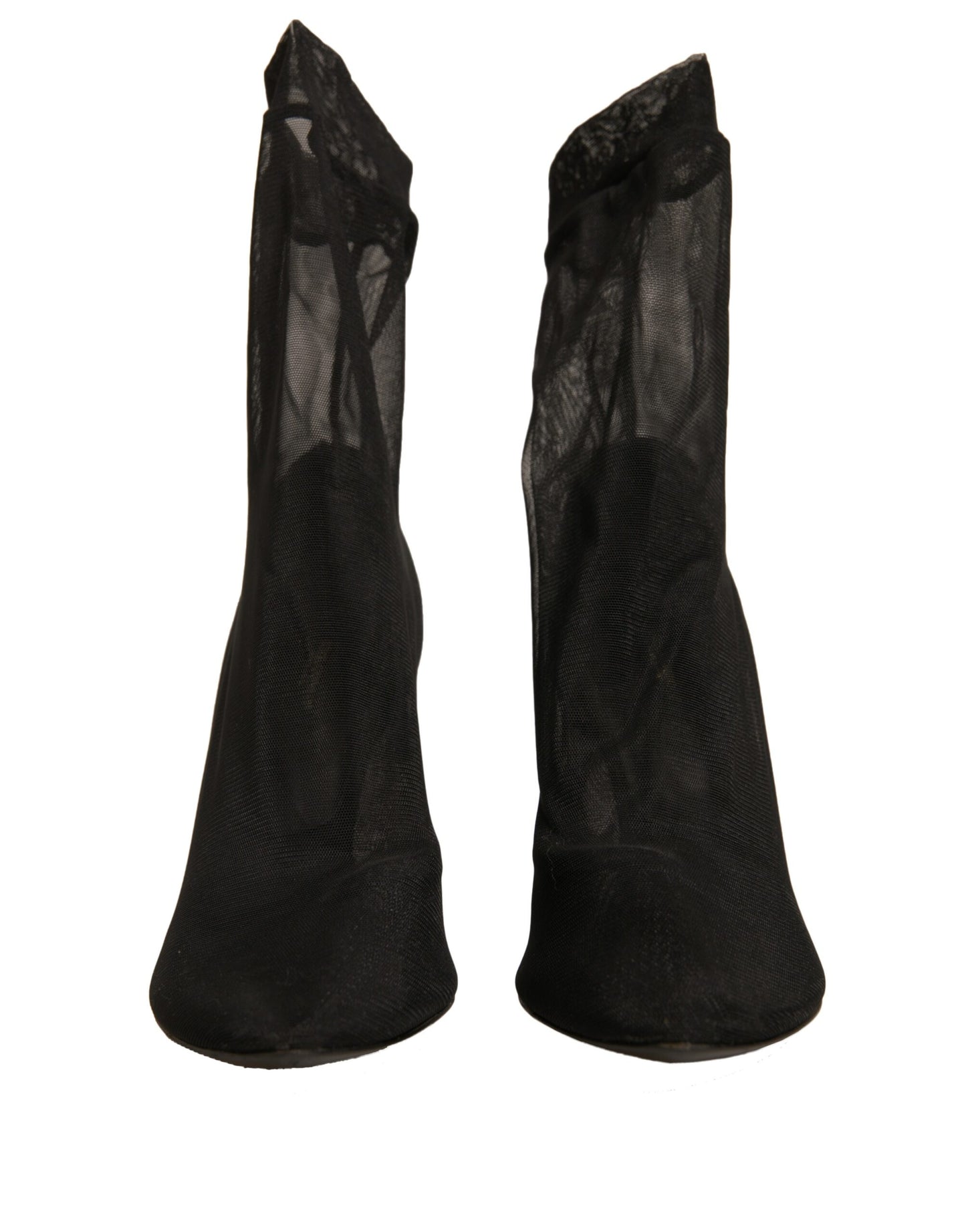 Dolce & Gabbana Black Silk Mesh Sock Style Heels Boots Shoes by Dolce & Gabbana