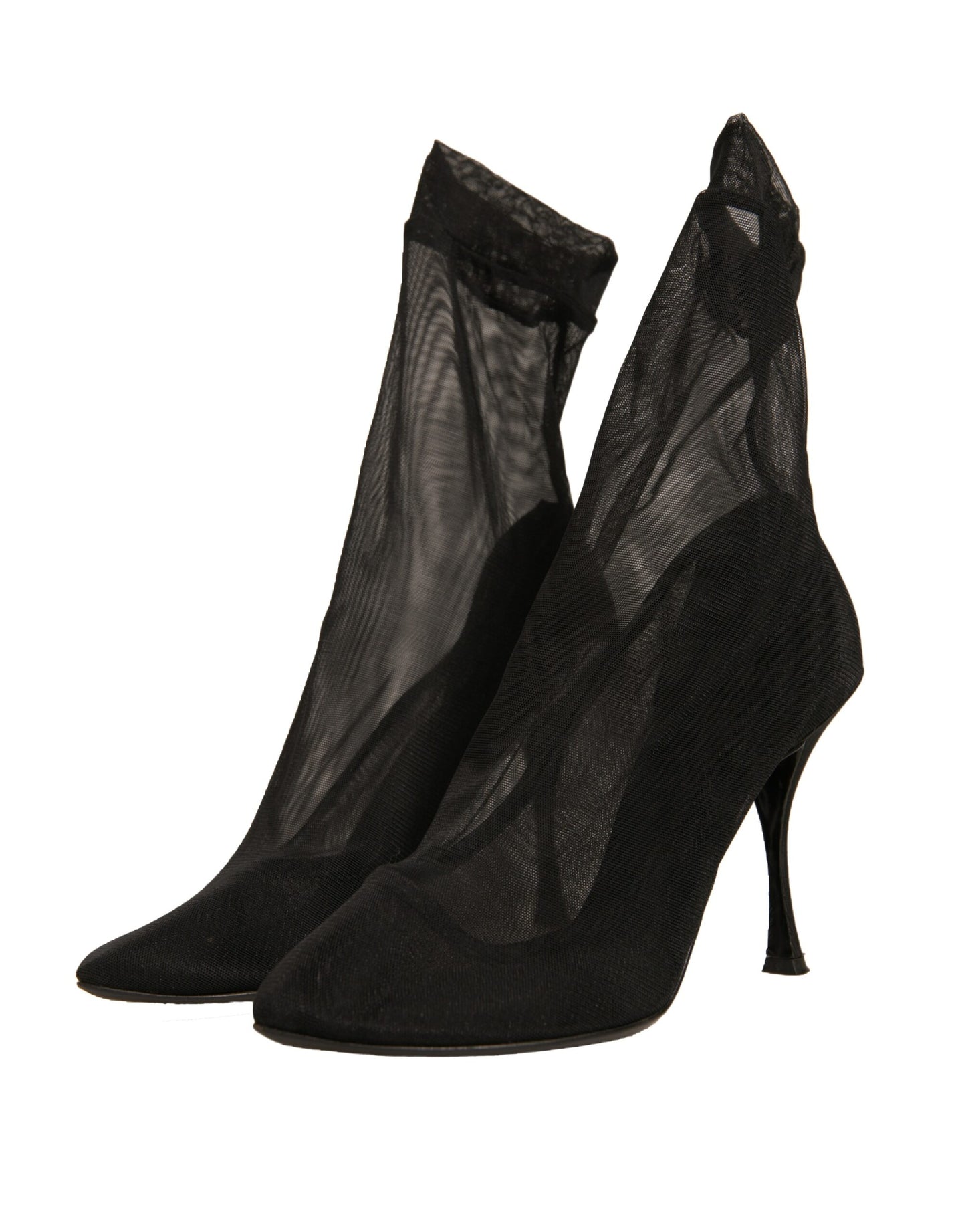 Dolce & Gabbana Black Silk Mesh Sock Style Heels Boots Shoes by Dolce & Gabbana