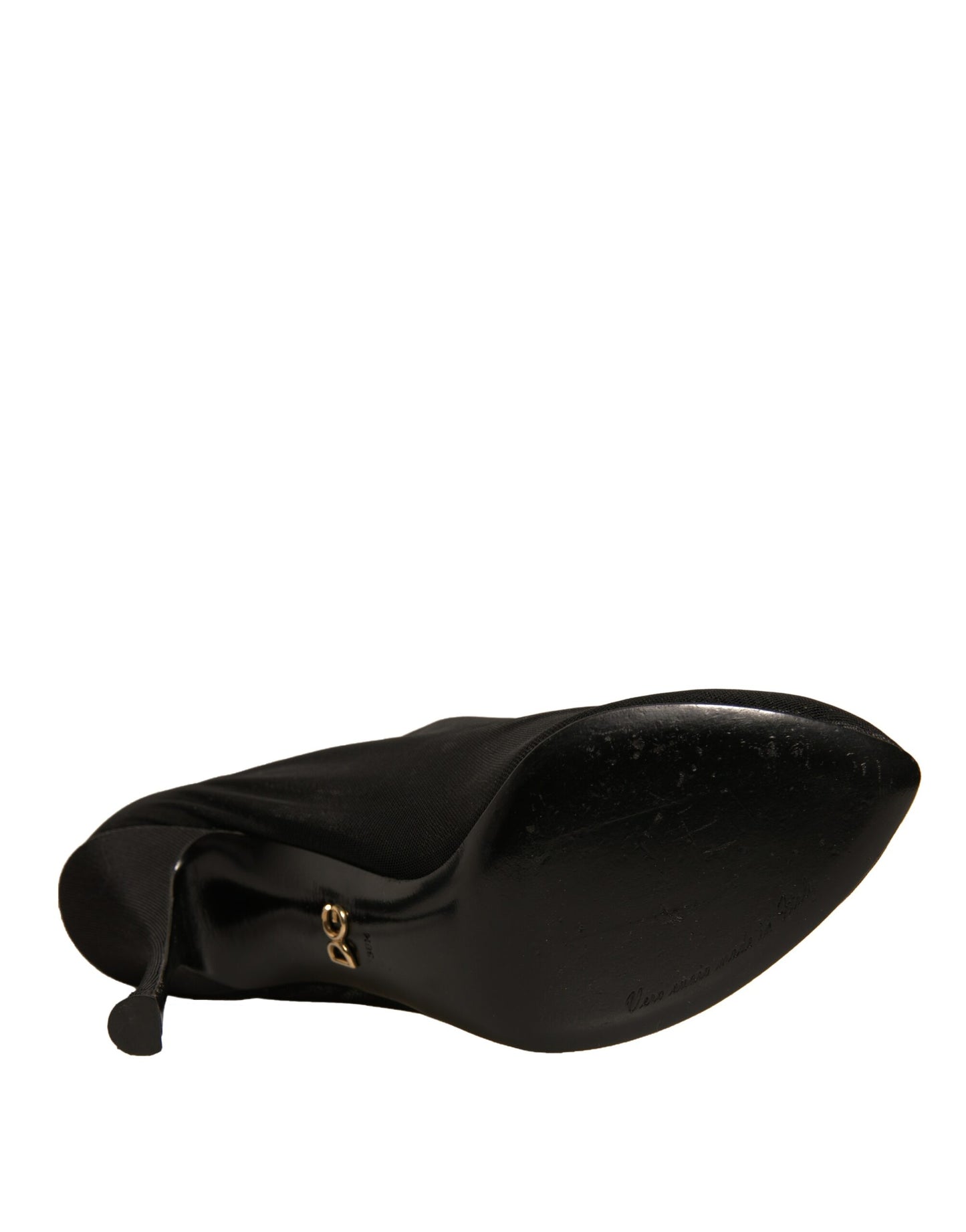 Dolce & Gabbana Black Silk Mesh Sock Style Heels Boots Shoes by Dolce & Gabbana