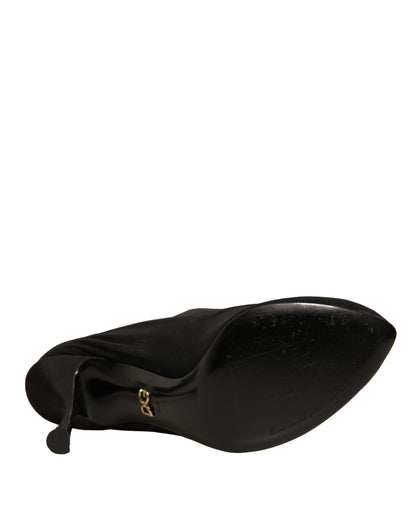 Dolce & Gabbana Black Silk Mesh Sock Style Heels Boots Shoes by Dolce & Gabbana