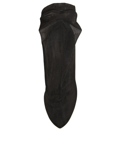 Dolce & Gabbana Black Silk Mesh Sock Style Heels Boots Shoes by Dolce & Gabbana