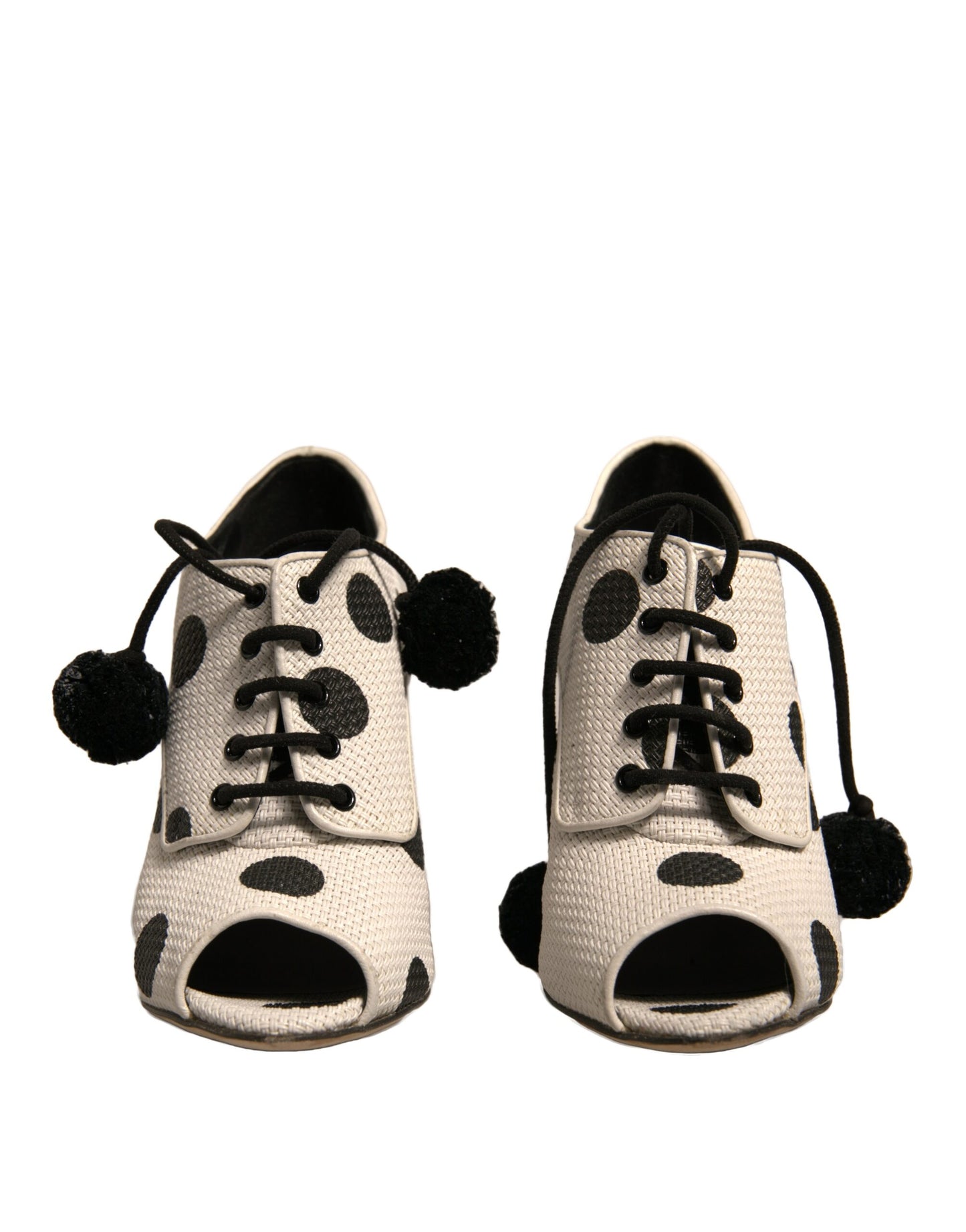 Dolce & Gabbana White Black Polka Dot Peep Toe Ankle Boots Shoes by Dolce & Gabbana