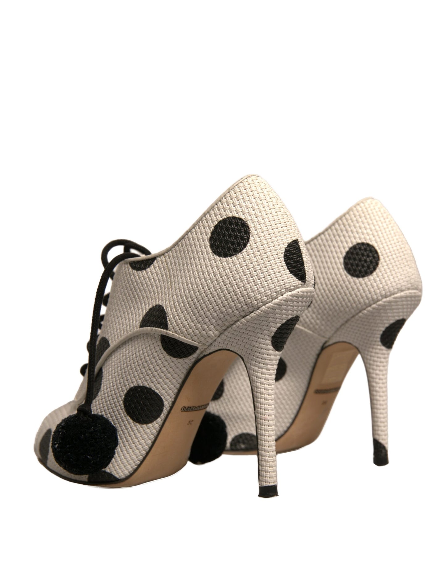 Dolce & Gabbana White Black Polka Dot Peep Toe Ankle Boots Shoes by Dolce & Gabbana