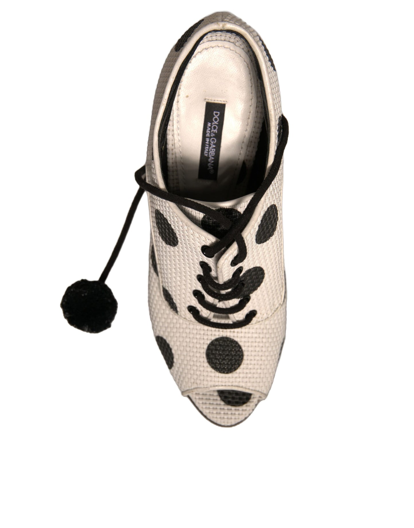 Dolce & Gabbana White Black Polka Dot Peep Toe Ankle Boots Shoes by Dolce & Gabbana