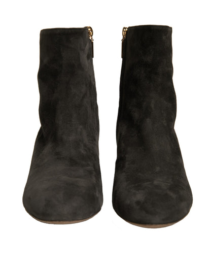 Dolce & Gabbana Black Embellished Heel Ankle Boots Shoes by Dolce & Gabbana