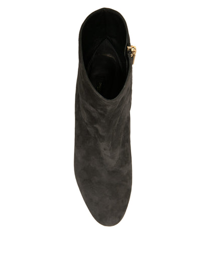 Dolce & Gabbana Black Embellished Heel Ankle Boots Shoes by Dolce & Gabbana