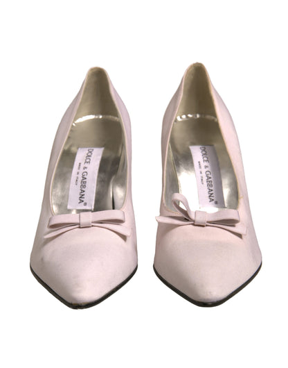 Dolce & Gabbana White Leather High Heels Women Pumps Shoes by Dolce & Gabbana