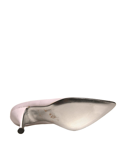 Dolce & Gabbana White Leather High Heels Women Pumps Shoes by Dolce & Gabbana