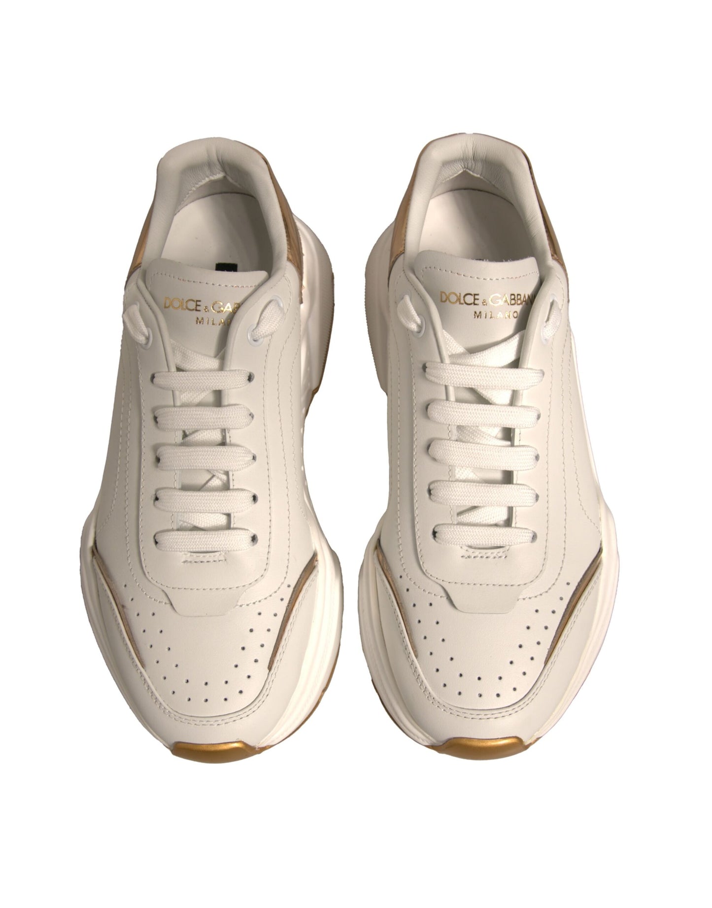 Dolce & Gabbana White Gold Daymaster Low Top Sneakers Shoes by Dolce & Gabbana