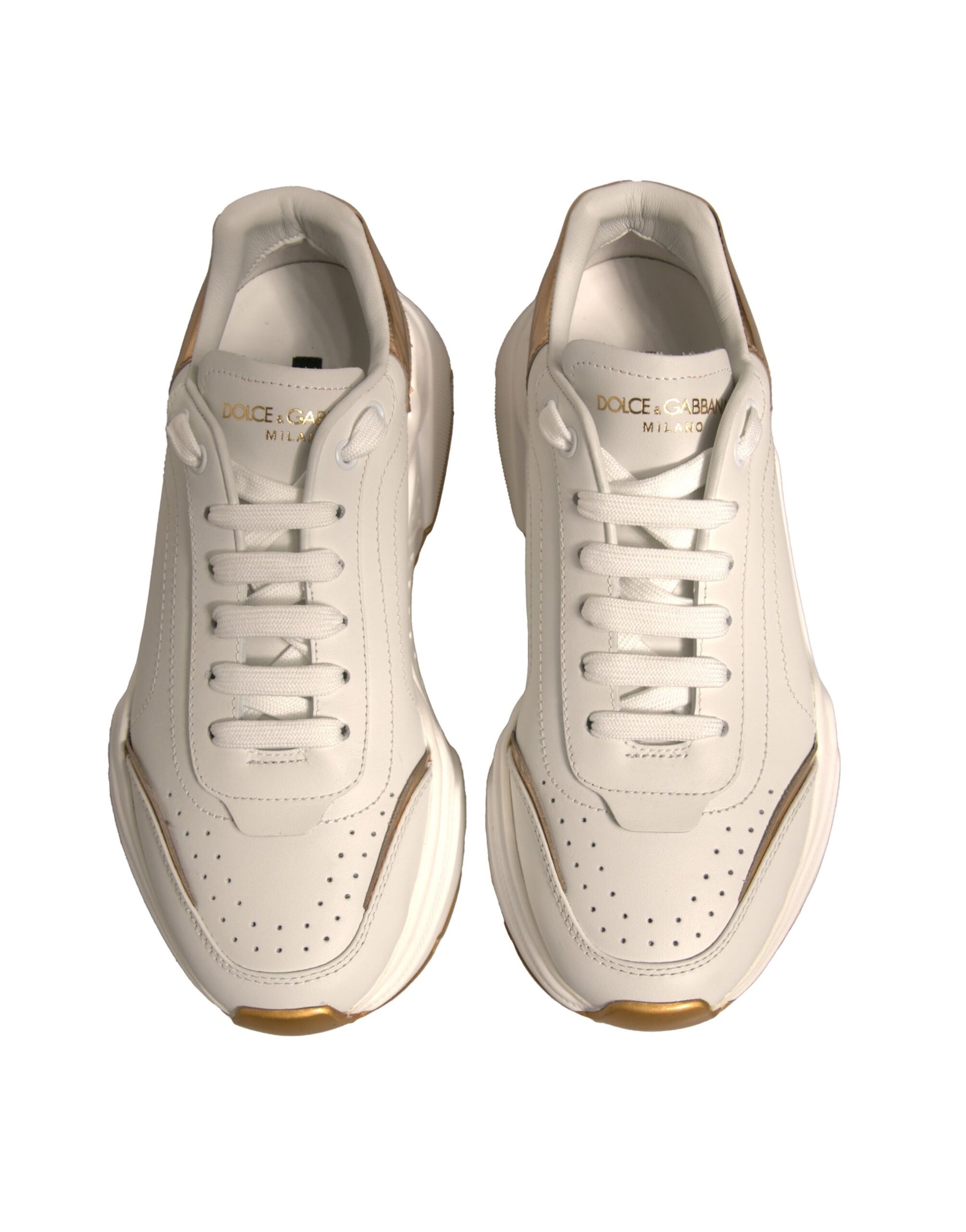 Dolce & Gabbana White Gold Daymaster Low Top Sneakers Shoes by Dolce & Gabbana