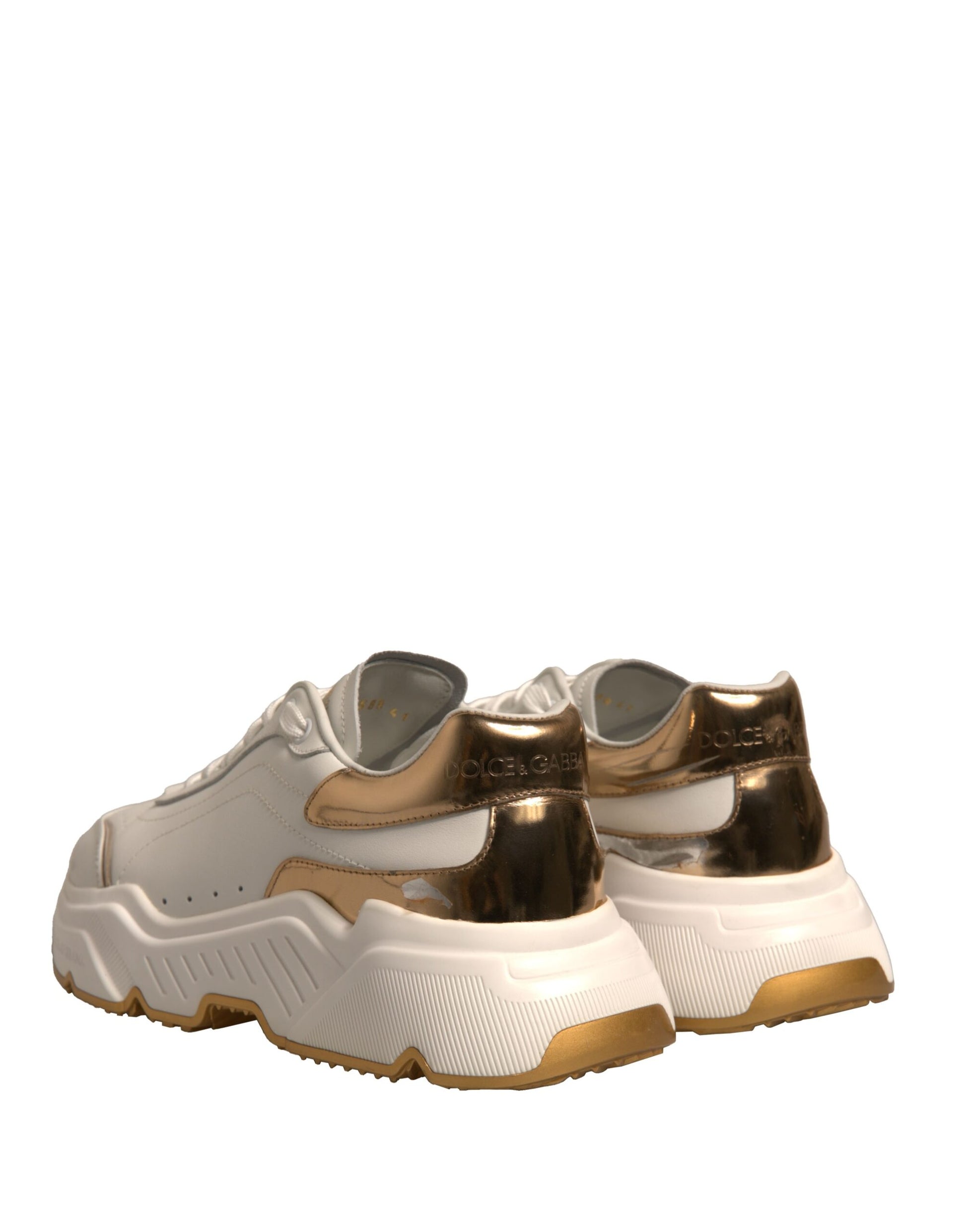 Dolce & Gabbana White Gold Daymaster Low Top Sneakers Shoes by Dolce & Gabbana