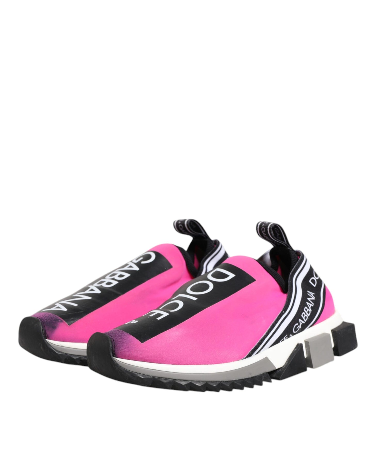 Dolce & Gabbana Fuchsia White Slip On Sorrento Sneakers Shoes by Dolce & Gabbana
