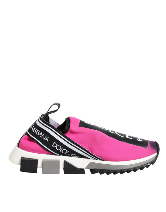 Dolce & Gabbana Fuchsia White Slip On Sorrento Sneakers Shoes by Dolce & Gabbana