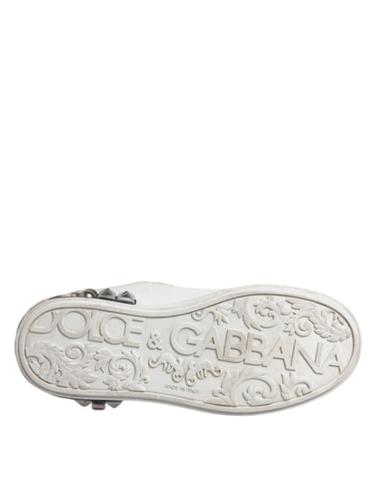 Dolce & Gabbana White Sequined Crystal Low Top Sneakers Shoes by Dolce & Gabbana