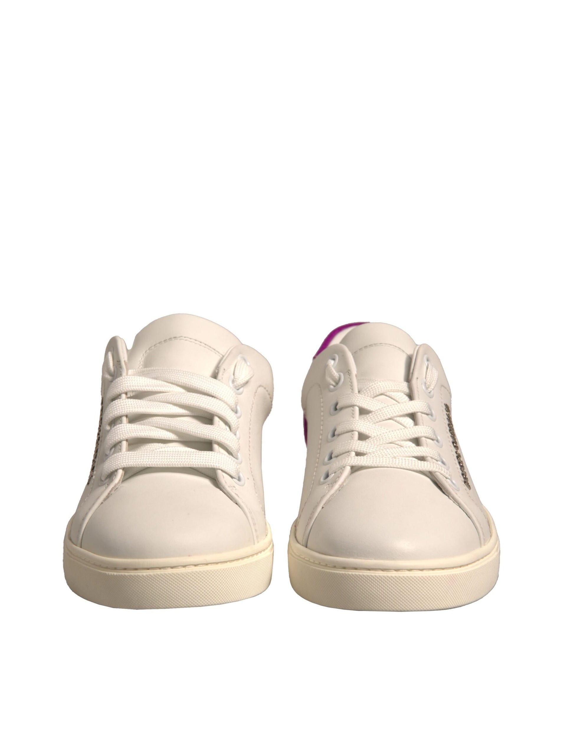 Dolce & Gabbana White Suede Leather Low Top Sneakers Shoes by Dolce & Gabbana