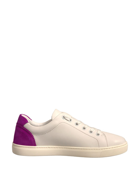 Dolce & Gabbana White Suede Leather Low Top Sneakers Shoes by Dolce & Gabbana