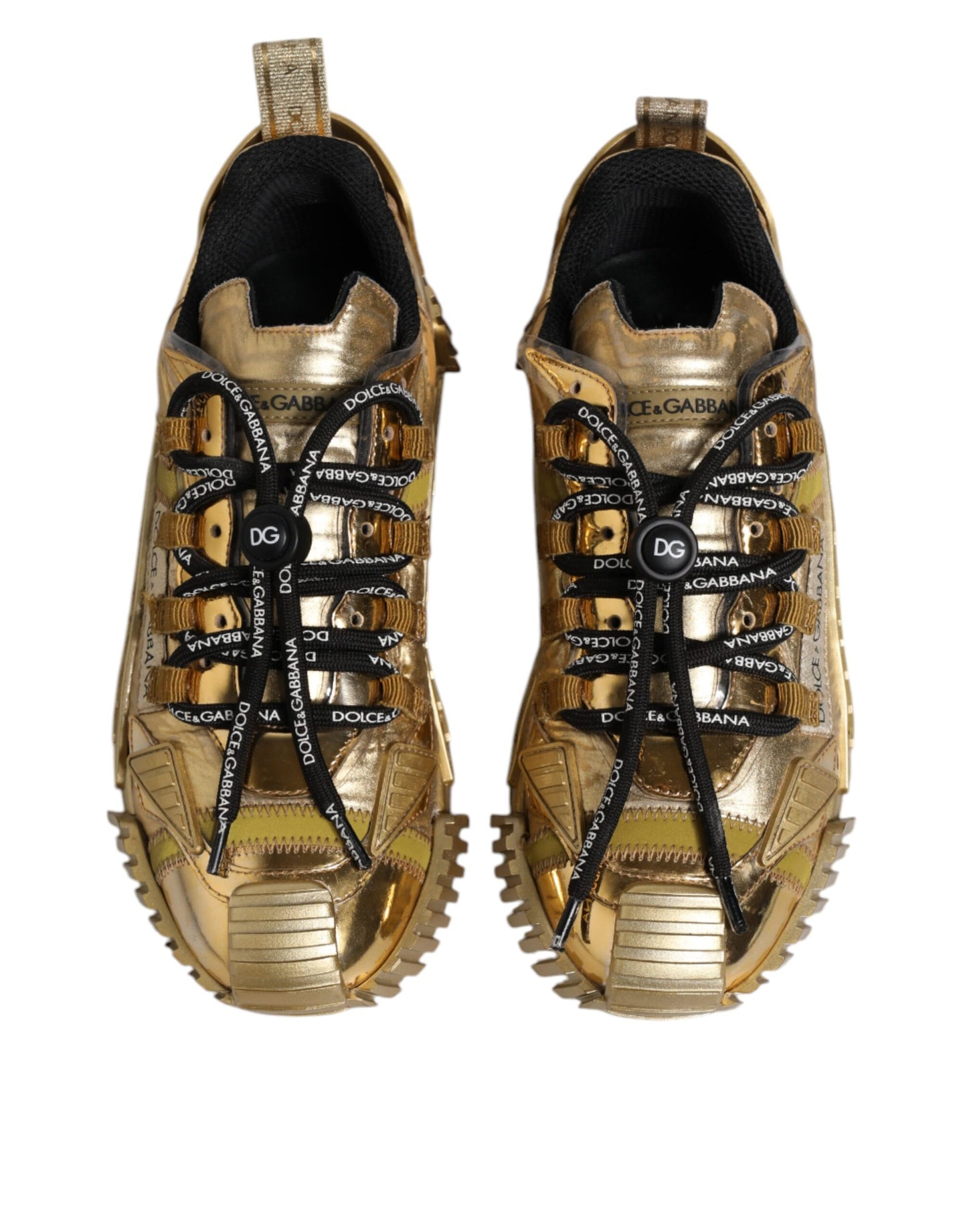 Dolce & Gabbana Gold Stretch Lace Up NS1 Sneakers Shoes by Dolce & Gabbana