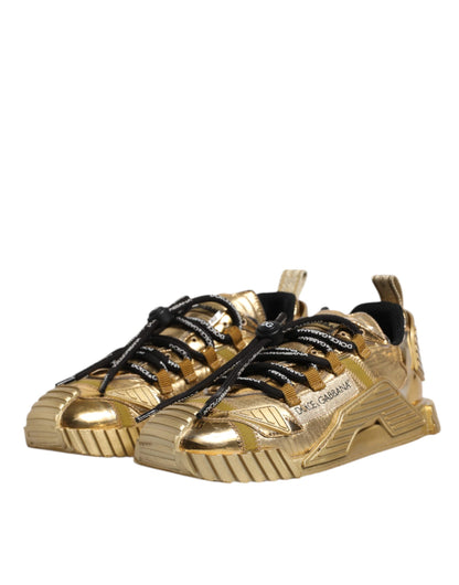 Dolce & Gabbana Gold Stretch Lace Up NS1 Sneakers Shoes by Dolce & Gabbana