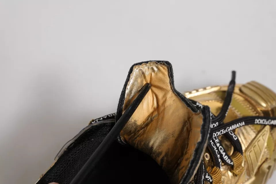 Dolce & Gabbana Gold Stretch Lace Up NS1 Sneakers Shoes by Dolce & Gabbana
