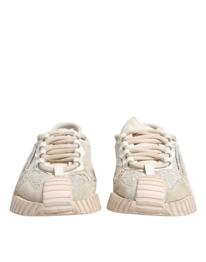 Dolce & Gabbana White Lace NS1 Low Top Sneaker Sports Shoes by Dolce & Gabbana