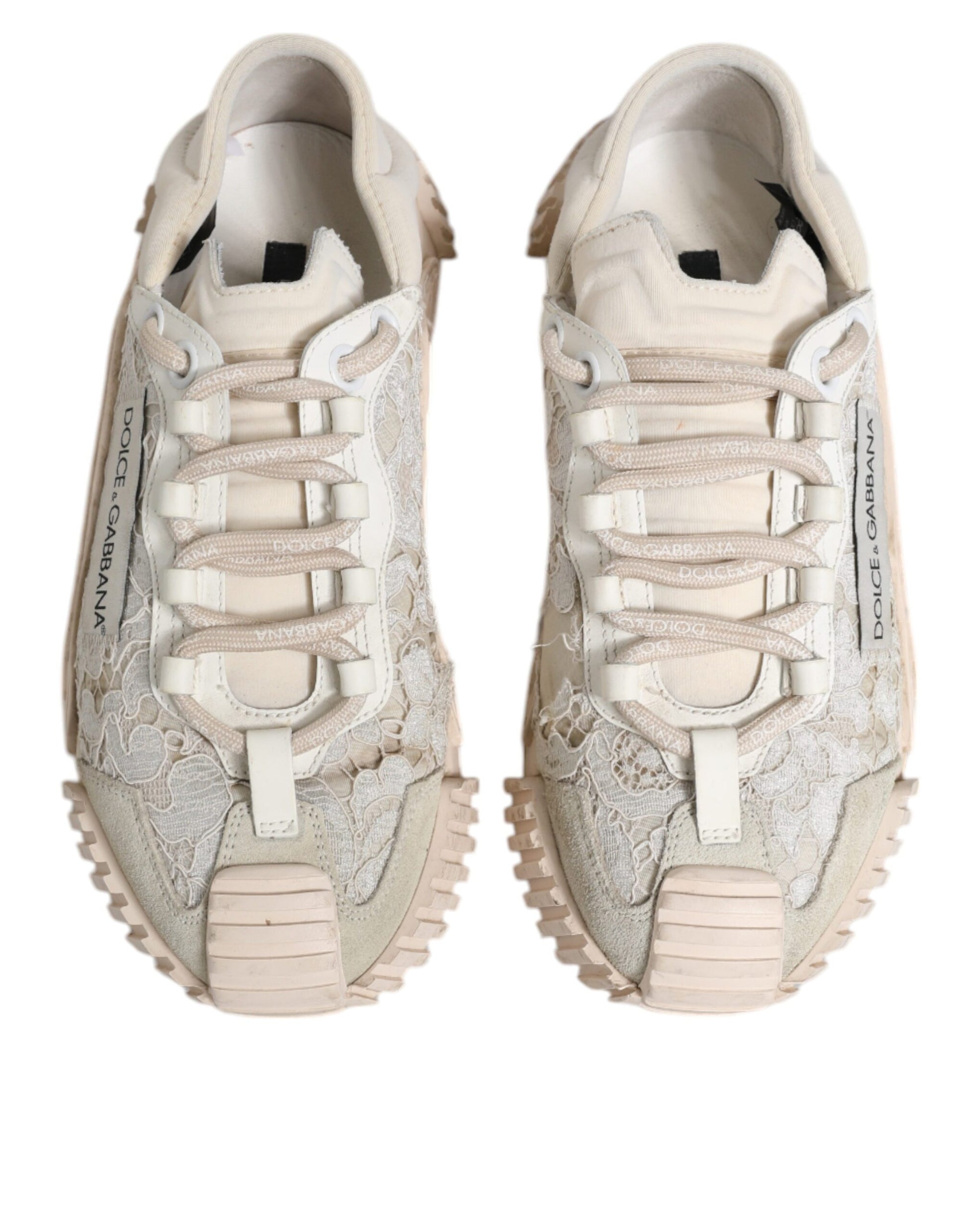 Dolce & Gabbana White Lace NS1 Low Top Sneaker Sports Shoes by Dolce & Gabbana