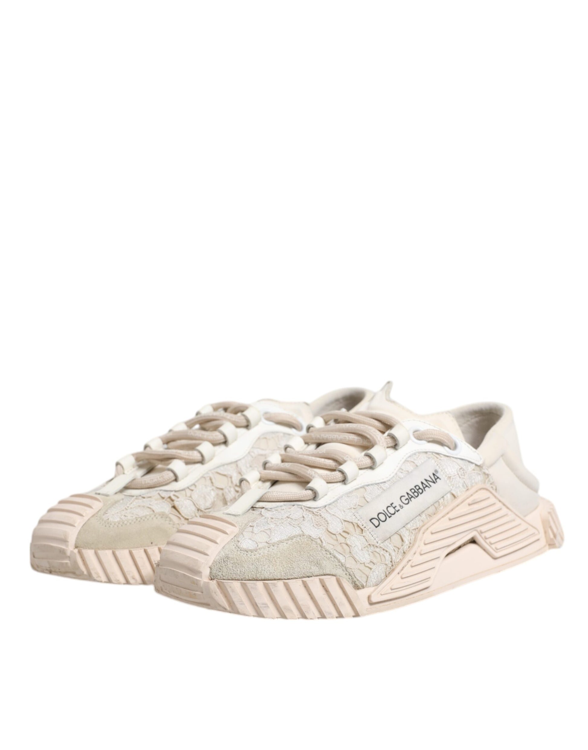 Dolce & Gabbana White Lace NS1 Low Top Sneaker Sports Shoes by Dolce & Gabbana
