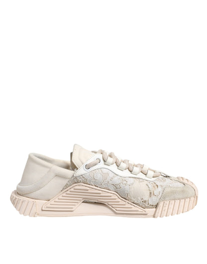 Dolce & Gabbana White Lace NS1 Low Top Sneaker Sports Shoes by Dolce & Gabbana