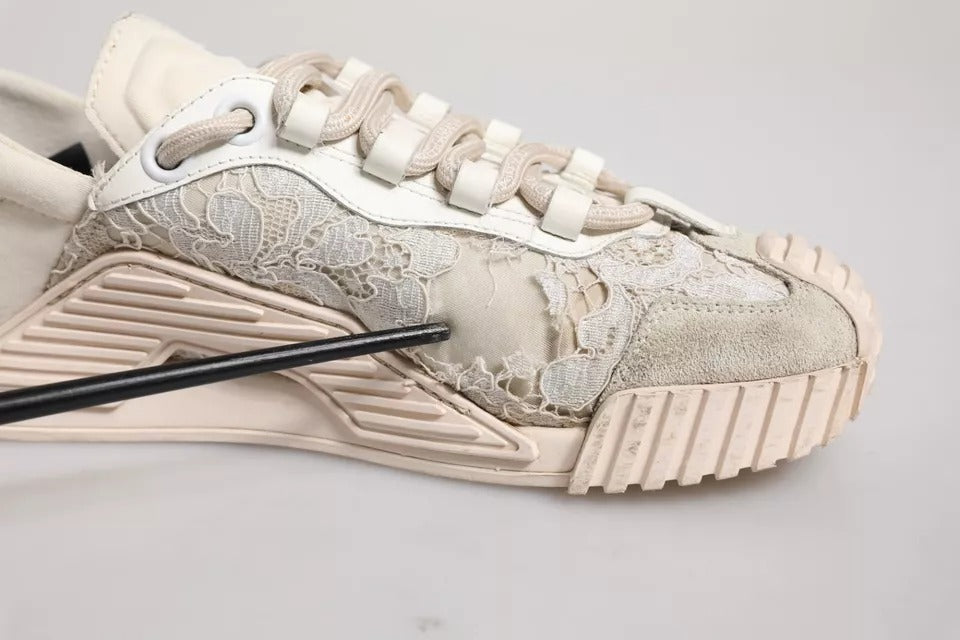 Dolce & Gabbana White Lace NS1 Low Top Sneaker Sports Shoes by Dolce & Gabbana