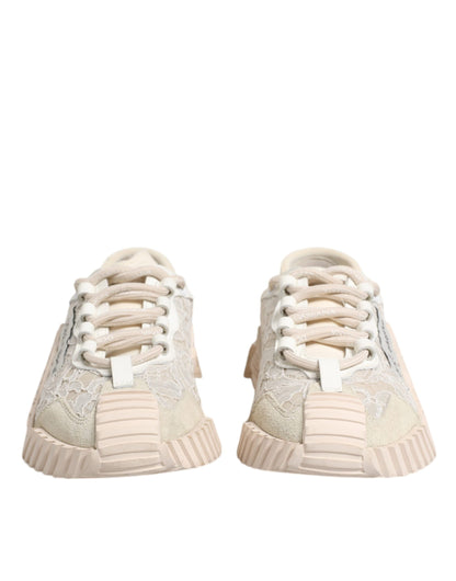 Dolce & Gabbana White Lace NS1 Low Top Sneaker Sports Shoes by Dolce & Gabbana