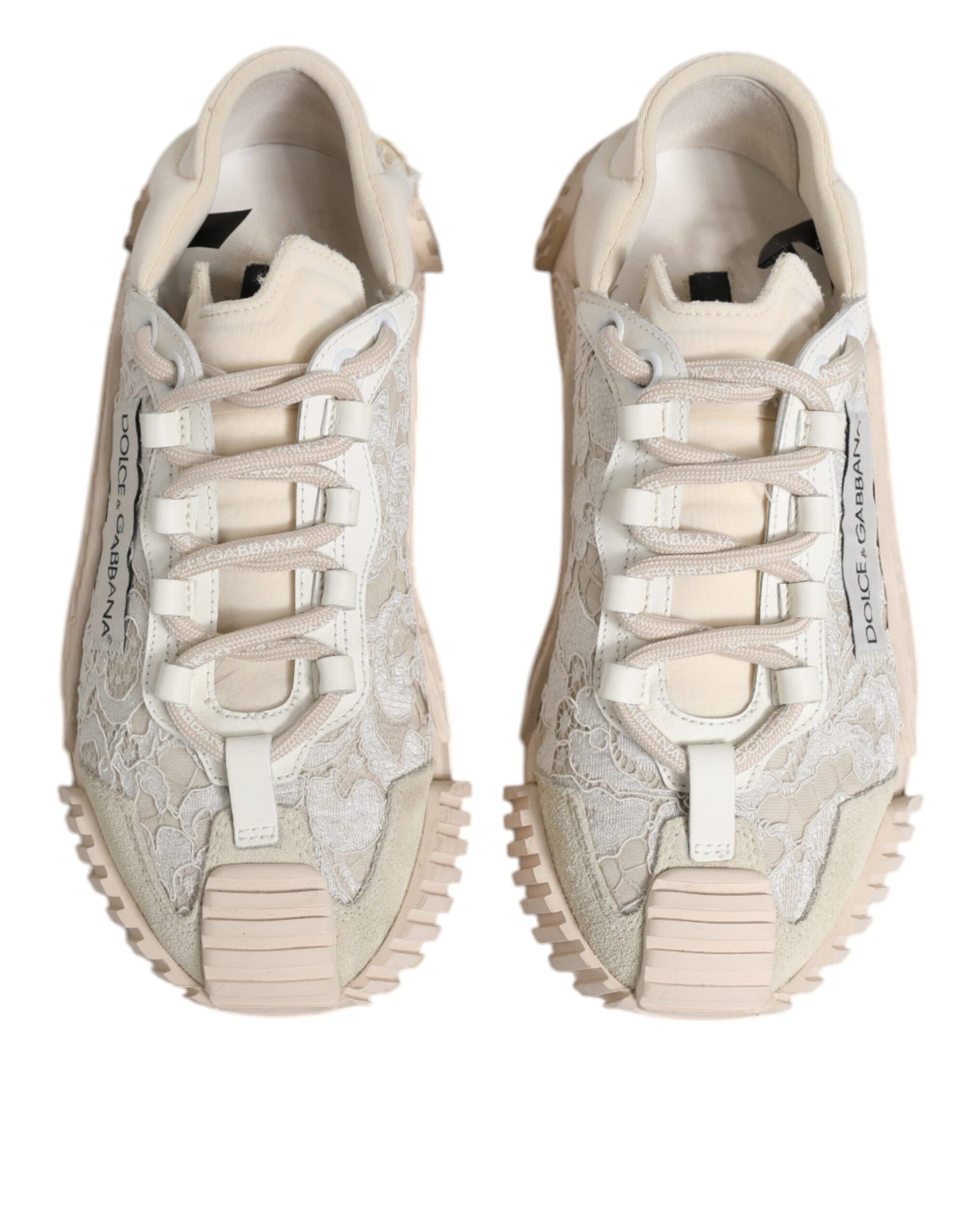 Dolce & Gabbana White Lace NS1 Low Top Sneaker Sports Shoes by Dolce & Gabbana