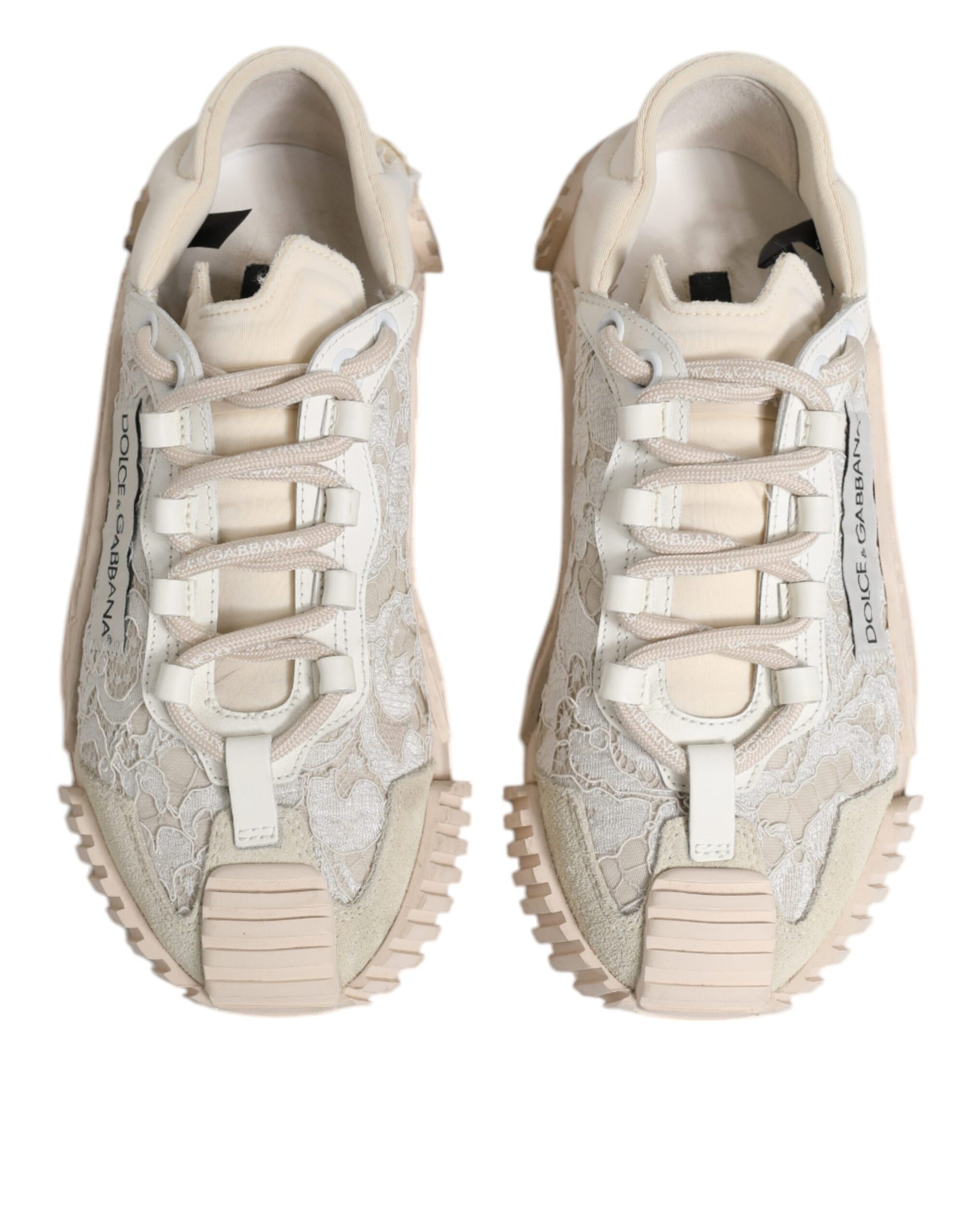 Dolce & Gabbana White Lace NS1 Low Top Sneaker Sports Shoes by Dolce & Gabbana