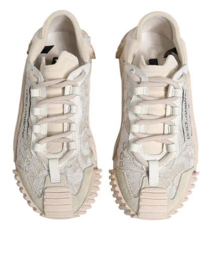 Dolce & Gabbana White Lace NS1 Low Top Sneaker Sports Shoes by Dolce & Gabbana