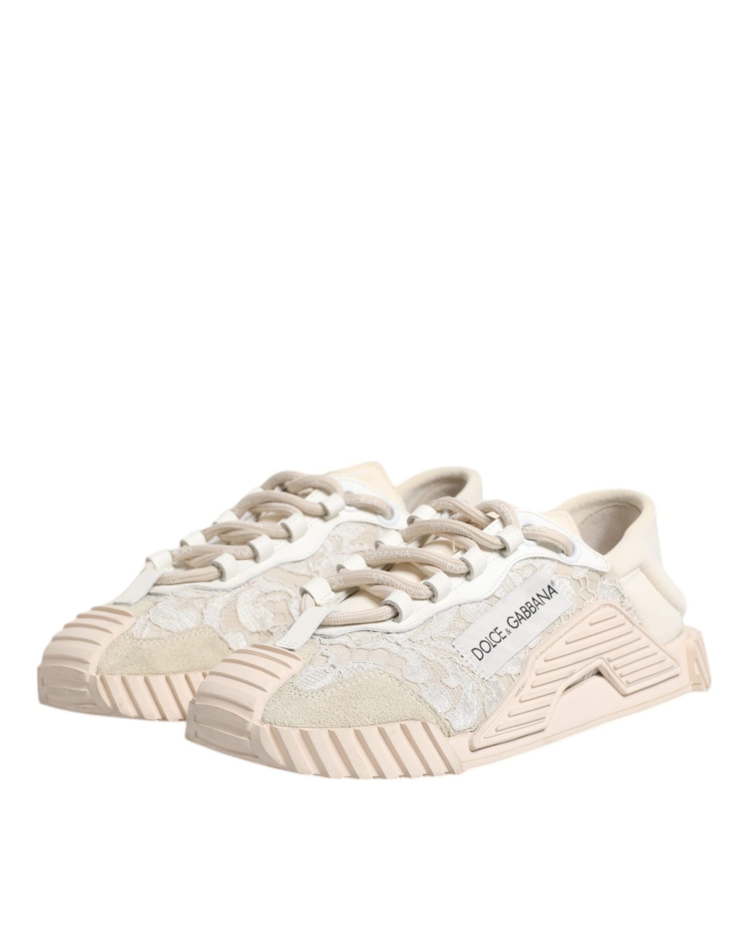 Dolce & Gabbana White Lace NS1 Low Top Sneaker Sports Shoes by Dolce & Gabbana