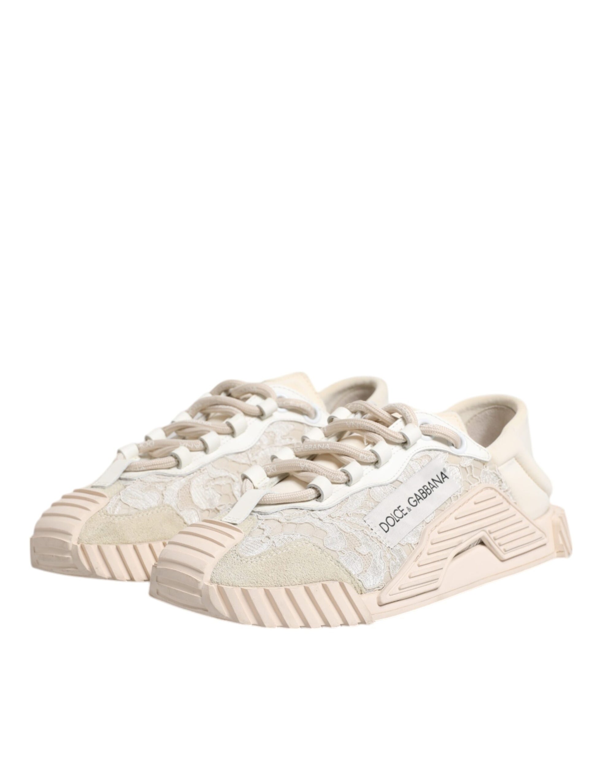 Dolce & Gabbana White Lace NS1 Low Top Sneaker Sports Shoes by Dolce & Gabbana