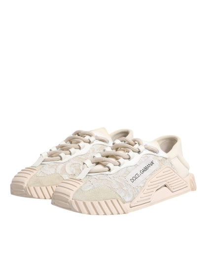 Dolce & Gabbana White Lace NS1 Low Top Sneaker Sports Shoes by Dolce & Gabbana