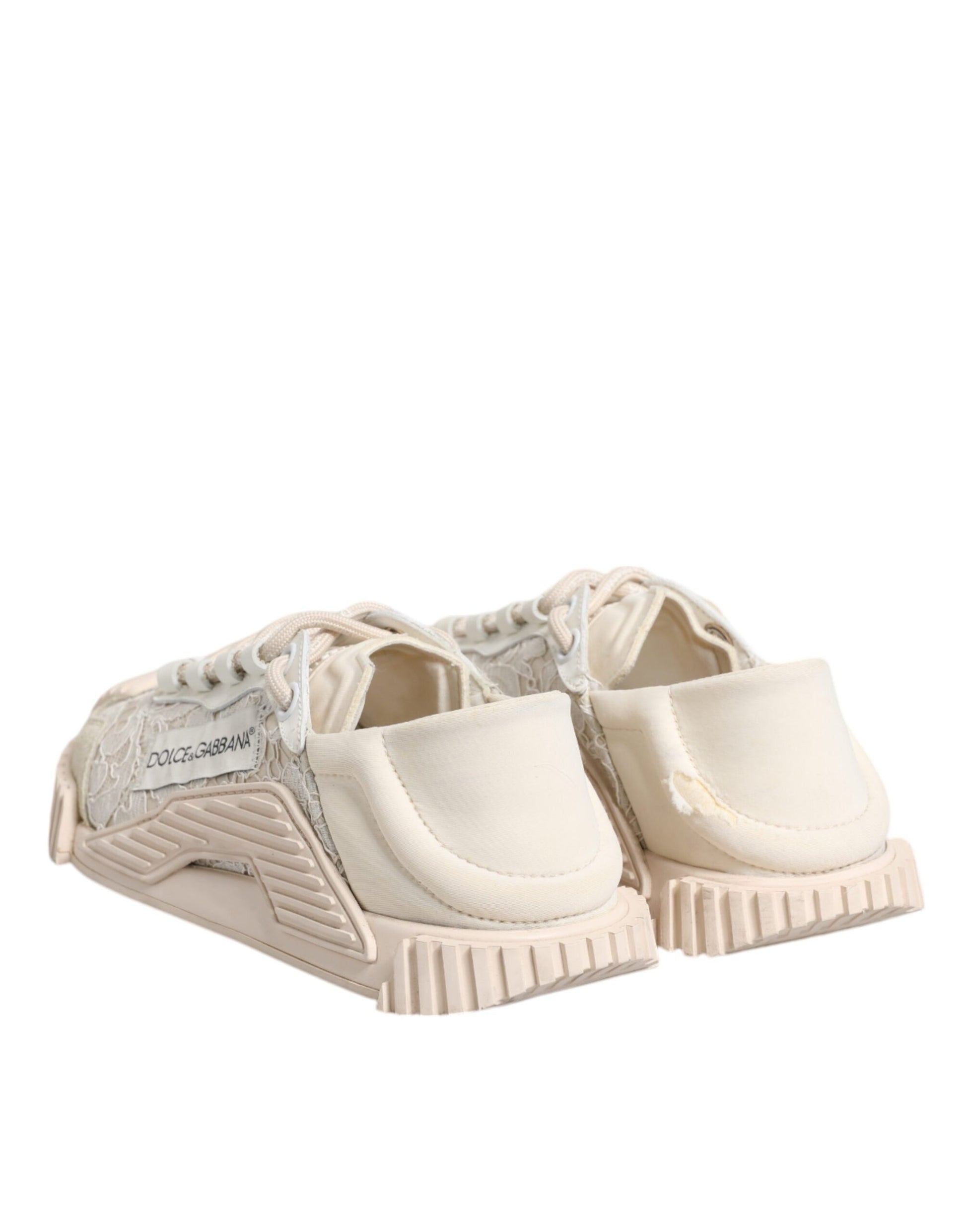 Dolce & Gabbana White Lace NS1 Low Top Sneaker Sports Shoes by Dolce & Gabbana