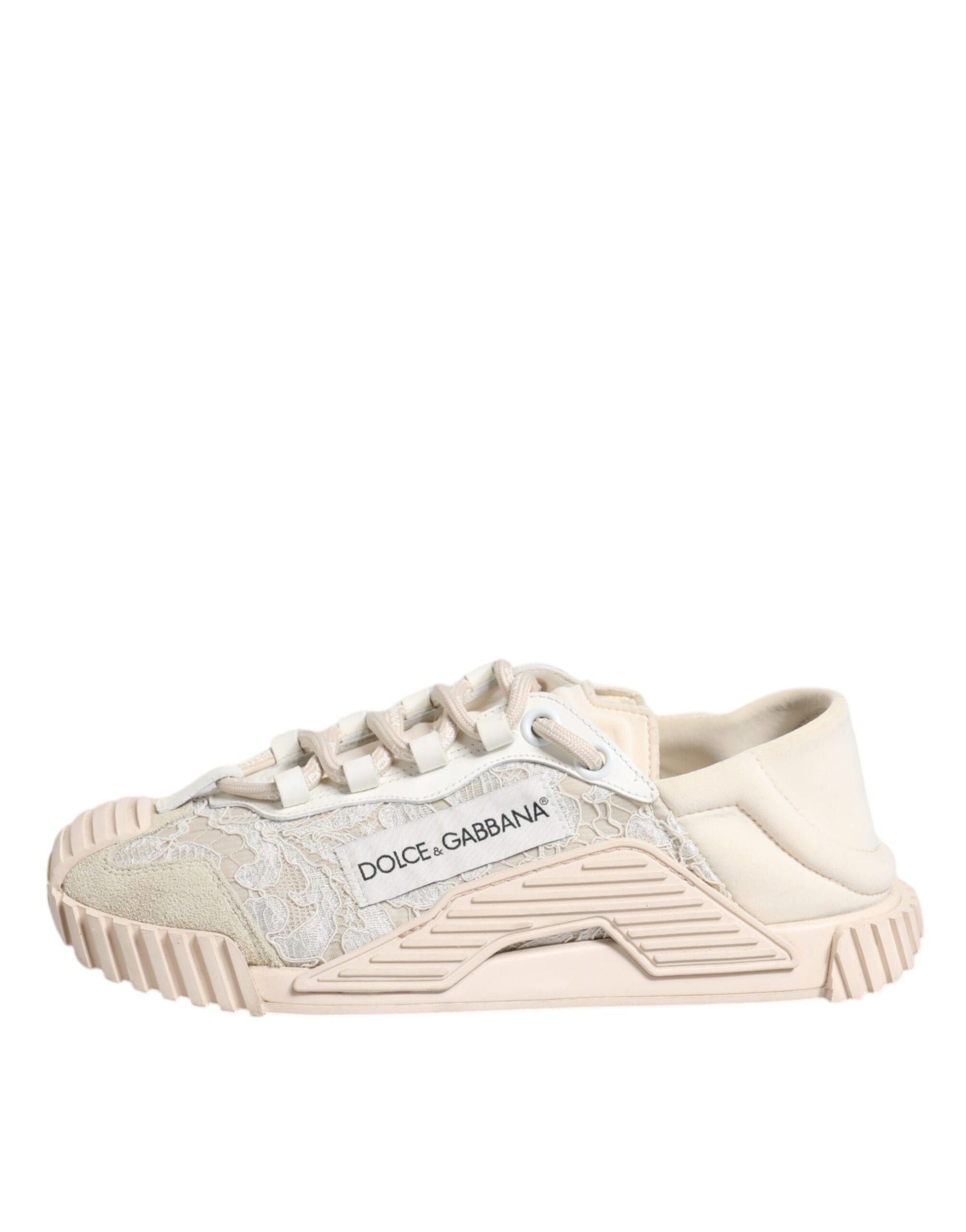 Dolce & Gabbana White Lace NS1 Low Top Sneaker Sports Shoes by Dolce & Gabbana