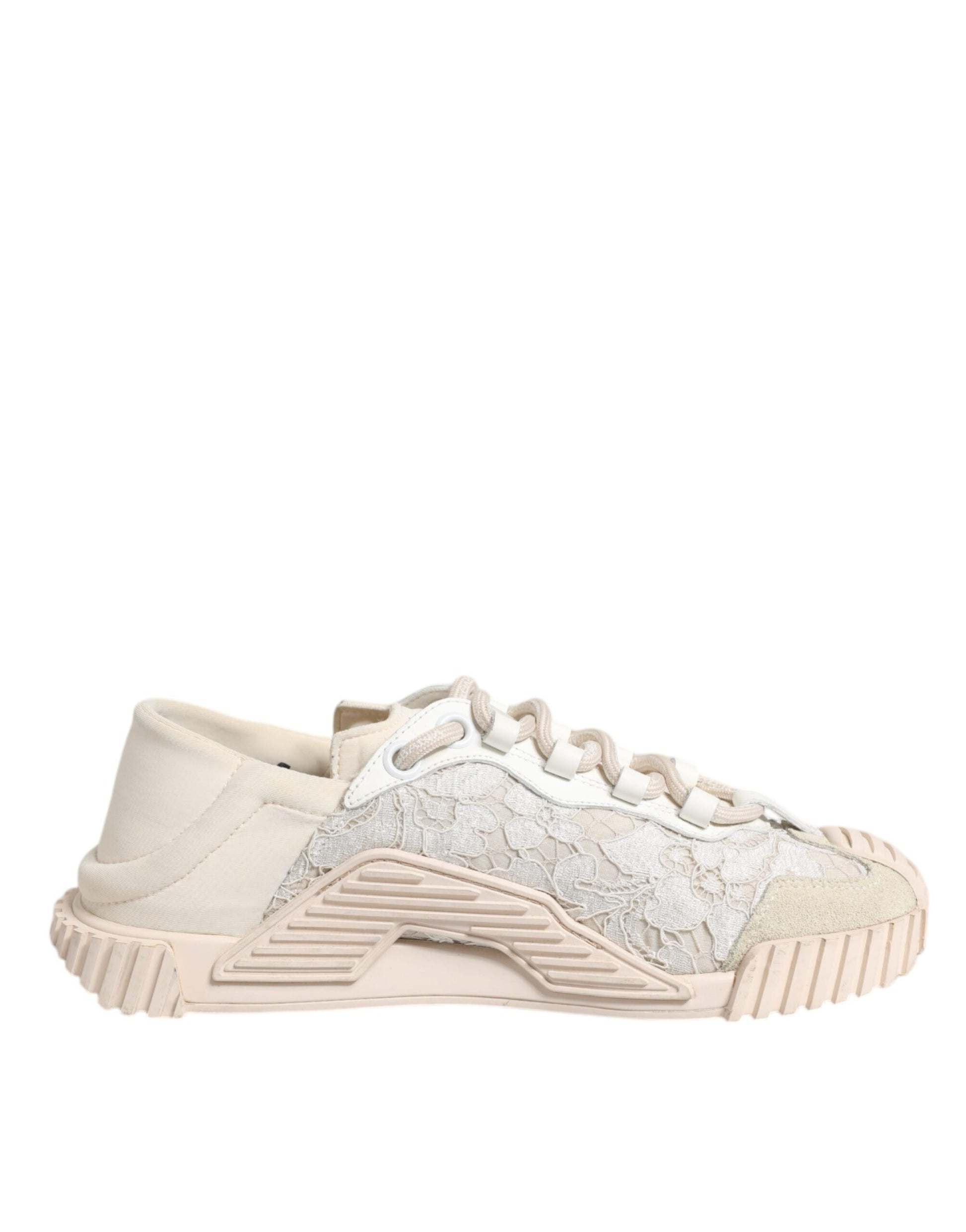 Dolce & Gabbana White Lace NS1 Low Top Sneaker Sports Shoes by Dolce & Gabbana