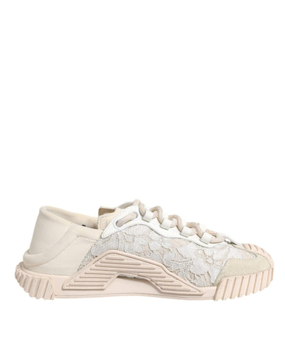 Dolce & Gabbana White Lace NS1 Low Top Sneaker Sports Shoes by Dolce & Gabbana