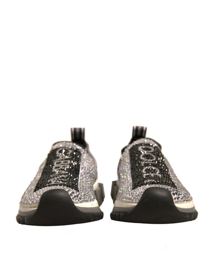 Dolce & Gabbana Silver Rhinestones Sorrento Sneakers Shoes by Dolce & Gabbana