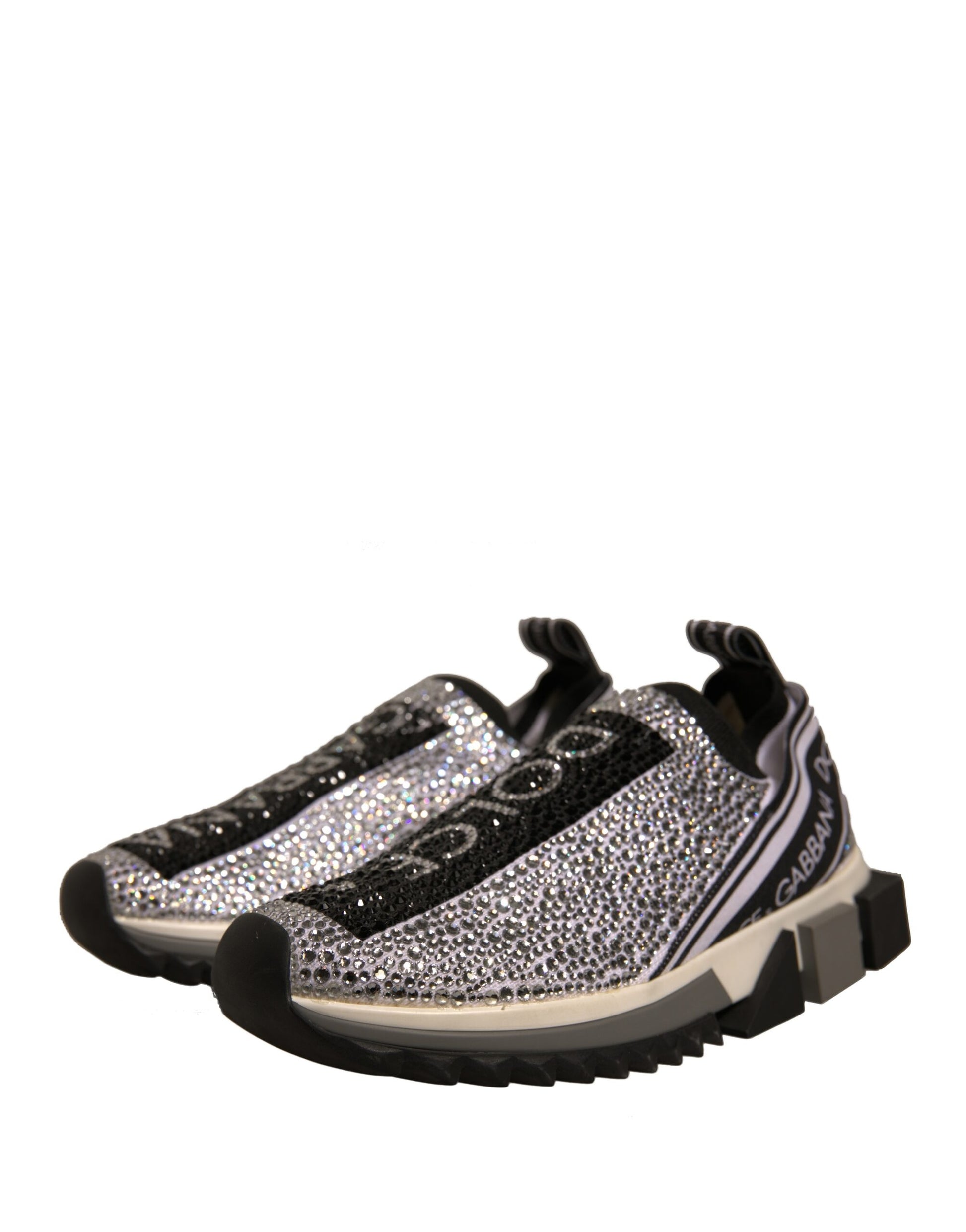 Dolce & Gabbana Silver Rhinestones Sorrento Sneakers Shoes by Dolce & Gabbana