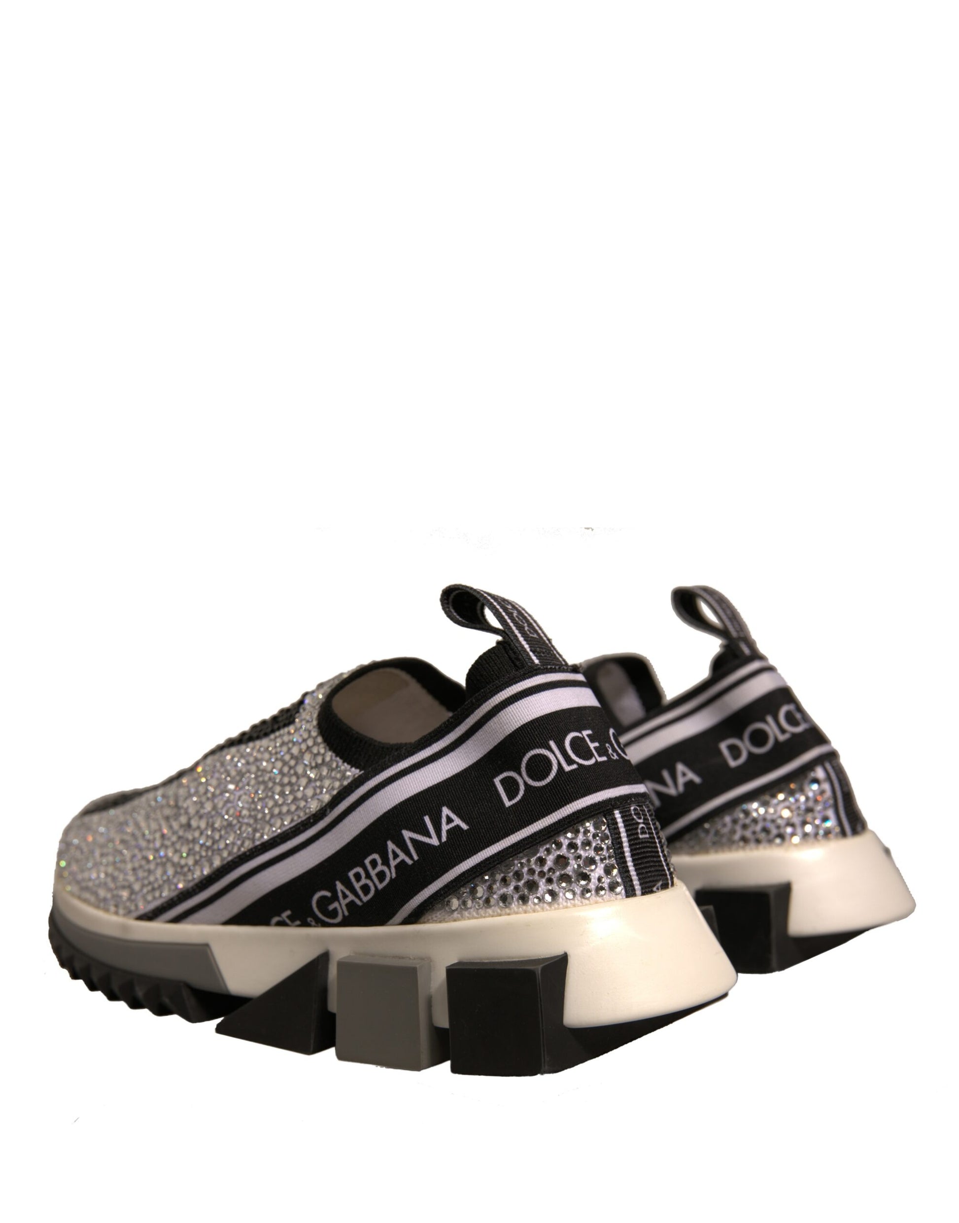 Dolce & Gabbana Silver Rhinestones Sorrento Sneakers Shoes by Dolce & Gabbana