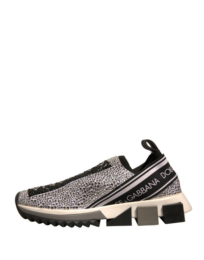 Dolce & Gabbana Silver Rhinestones Sorrento Sneakers Shoes by Dolce & Gabbana