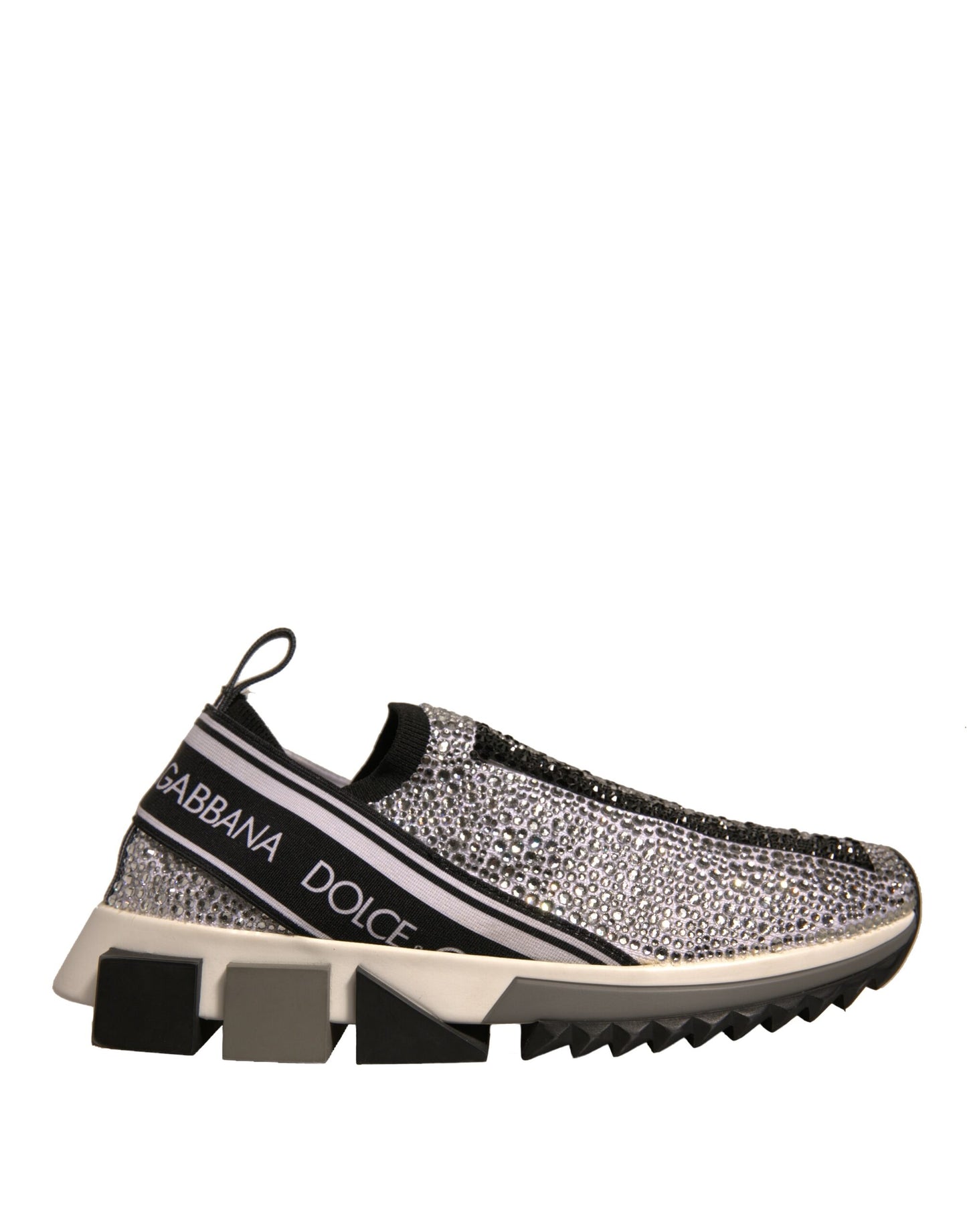 Dolce & Gabbana Silver Rhinestones Sorrento Sneakers Shoes by Dolce & Gabbana