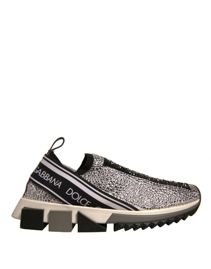 Dolce & Gabbana Silver Rhinestones Sorrento Sneakers Shoes by Dolce & Gabbana