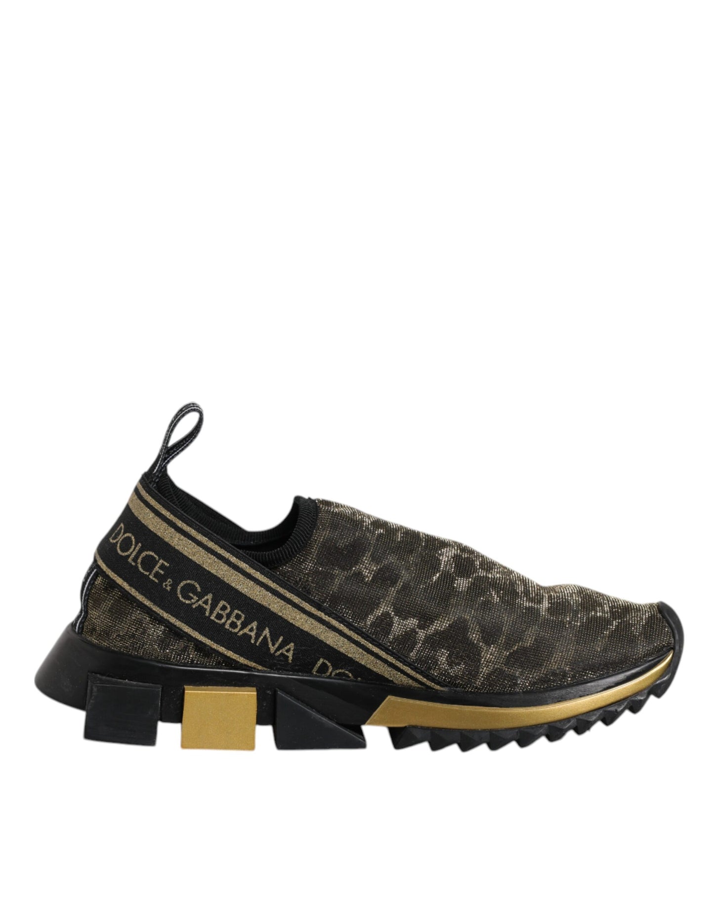 Dolce & Gabbana Gold Glitter Leopard Sorrento Sneakers Shoes by Dolce & Gabbana