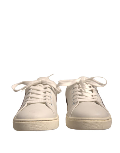 Dolce &amp; Gabbana White Suede Leather Low Top Sneakers Shoes