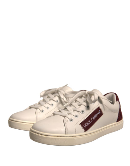 Dolce &amp; Gabbana White Suede Leather Low Top Sneakers Shoes