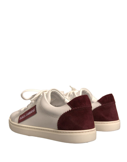 Dolce &amp; Gabbana White Suede Leather Low Top Sneakers Shoes