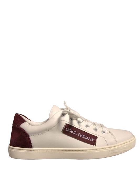 Dolce &amp; Gabbana White Suede Leather Low Top Sneakers Shoes